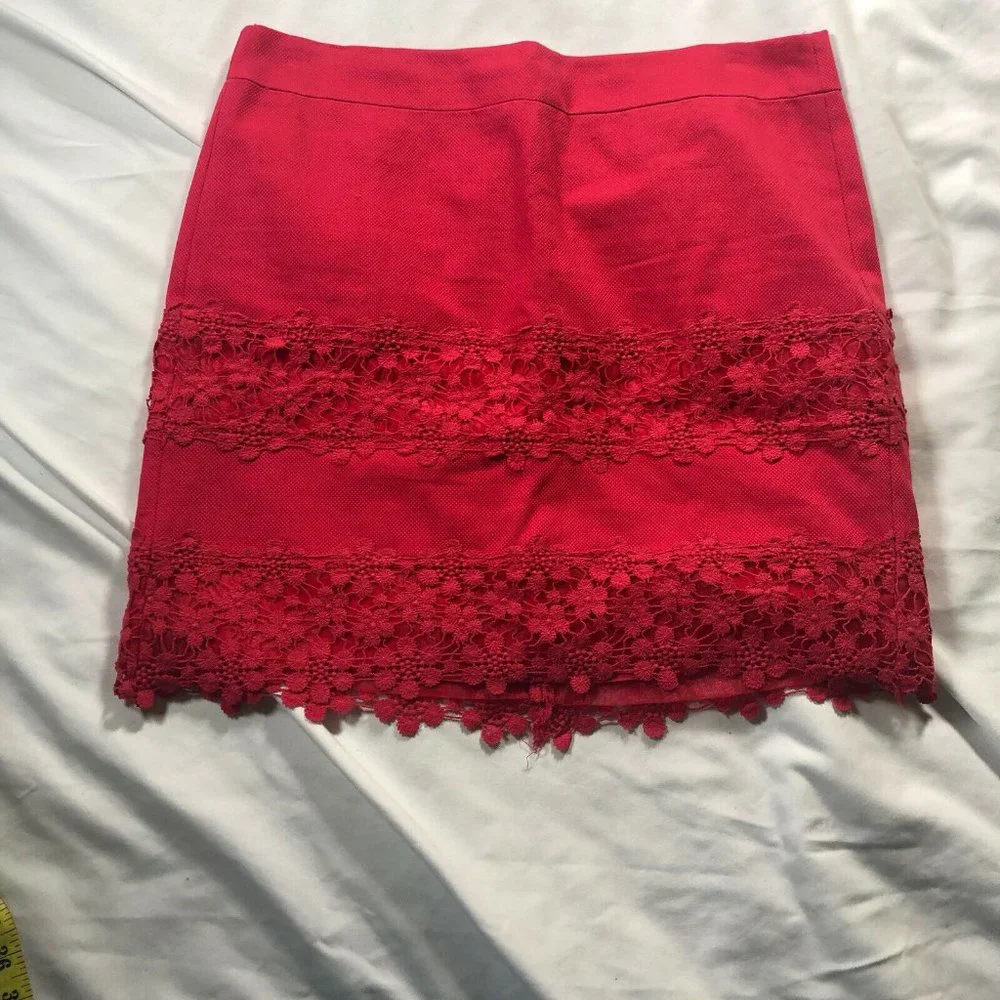 J Crew Solid Hot‎ Pink Crochet Daisy Lace Mini Straight Barbiecore